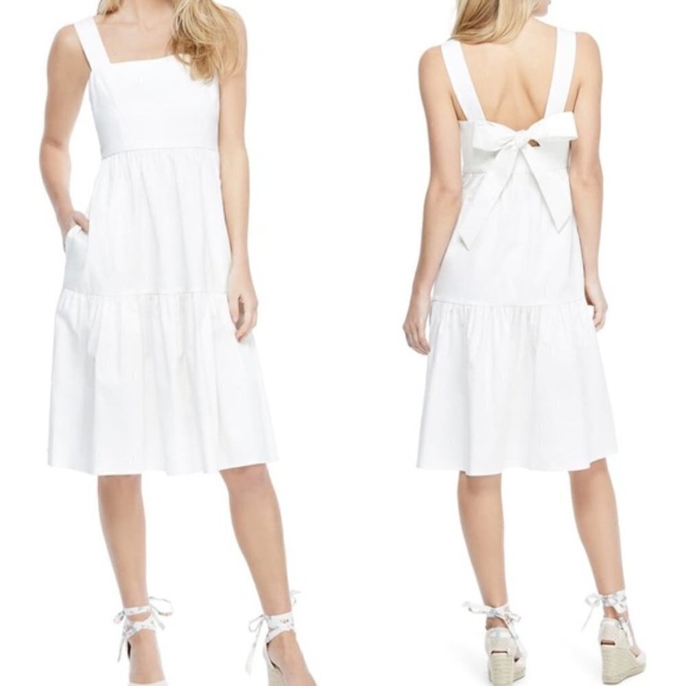 NWOT Gal Meets Glam Desiree Tiered Sleeveless White Summer Sun Dress Size 6